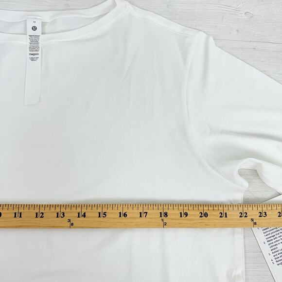 NWT Lululemon Relaxed Fit Boatneck T Shirt Sz 10 White Pima Cotton Short Sleeve - Picture 12 of 16